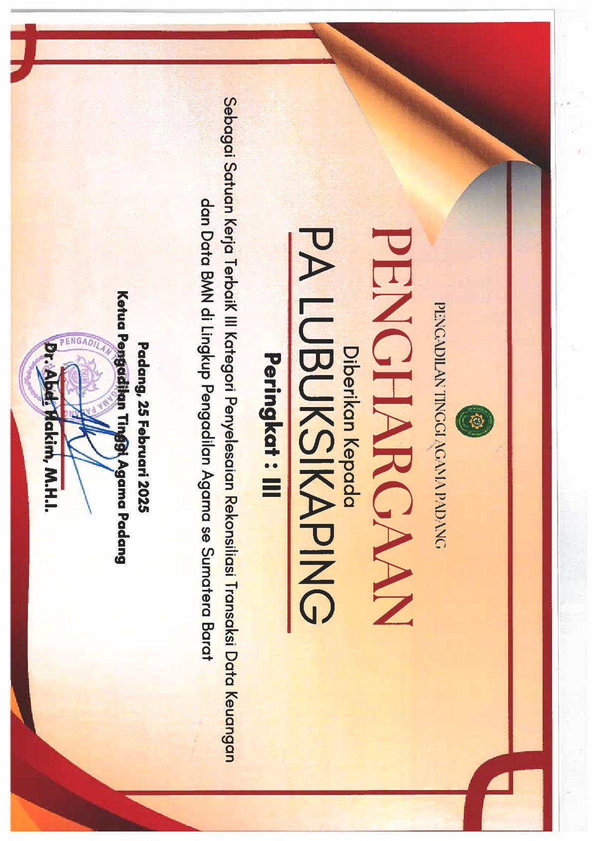 penghargaaan rekonssiliasi